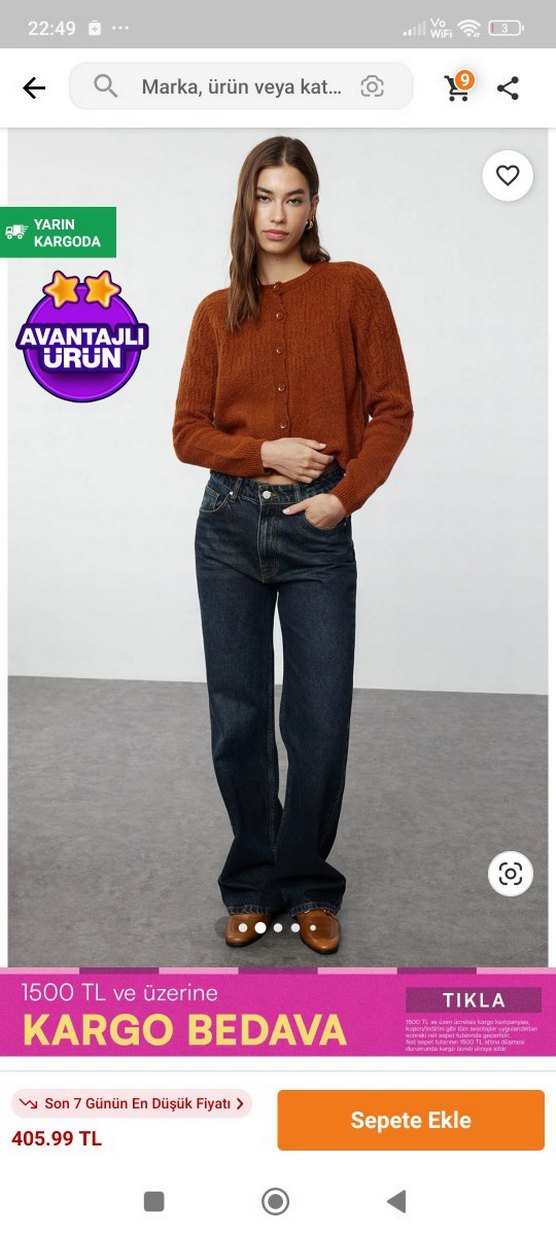 Düğmeli Kahverengi Kadın Triko Kazak - Görsel 2