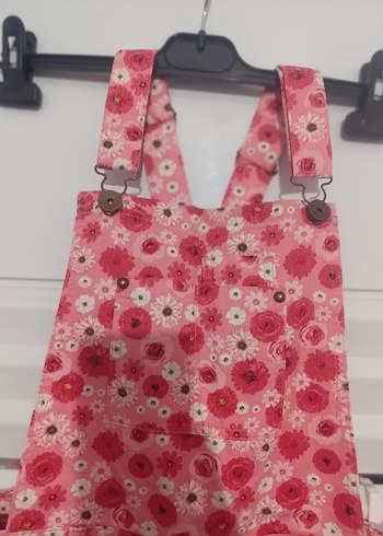 Kız Çocuk Pembe Çiçekli Bol Kesim Salopet - Görsel 3