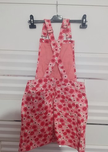 Kız Çocuk Pembe Çiçekli Bol Kesim Salopet - Görsel 4
