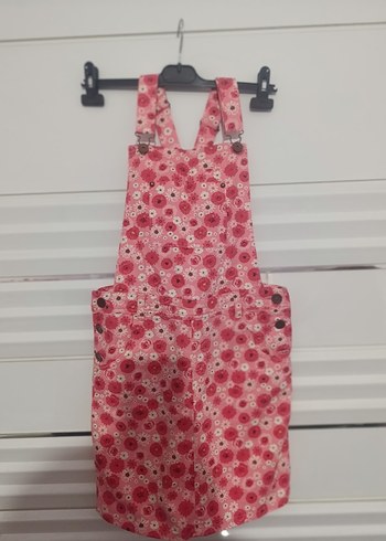 Kız Çocuk Pembe Çiçekli Bol Kesim Salopet - Görsel 2