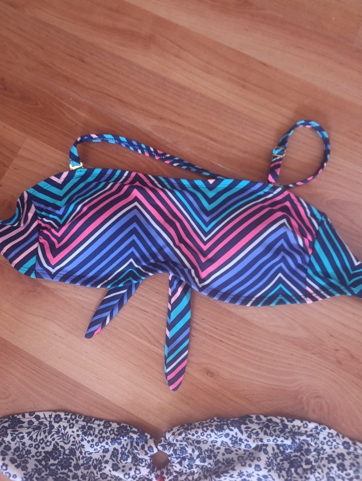 Renkli Tie-Dye Desenli Bohem Bikini Üstü - Görsel 2