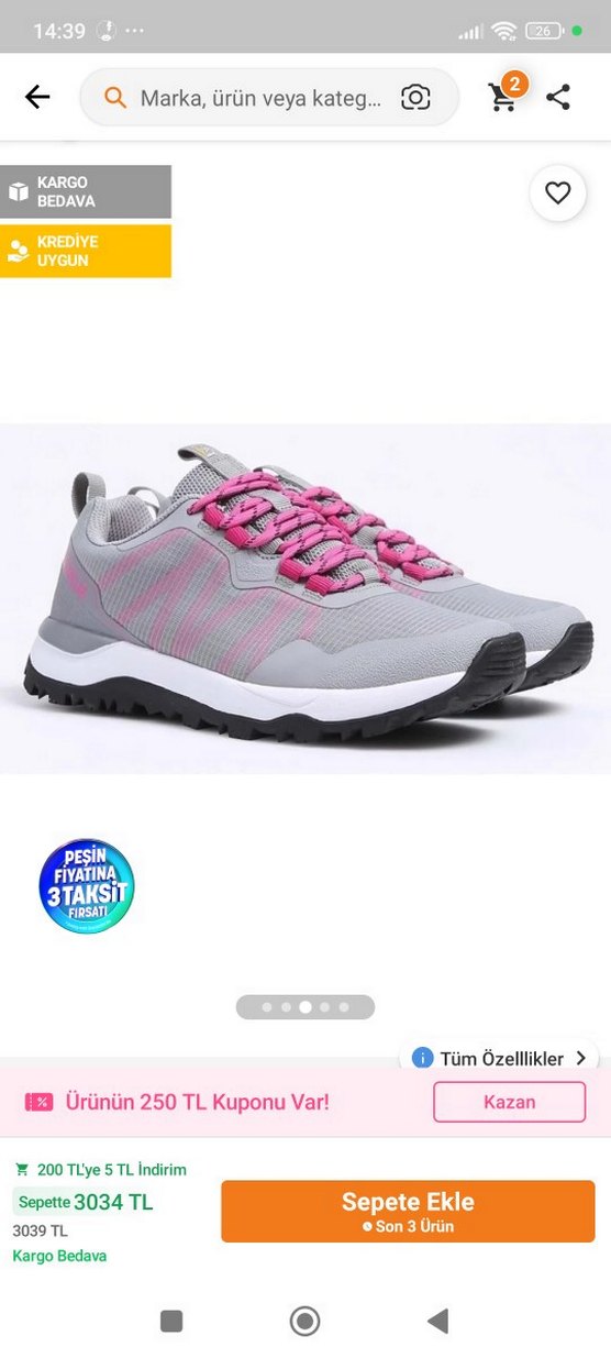 Gri-Pembe Bağcıklı Kadın Spor Ayakkabı - Görsel 2