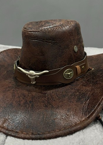 Deri kovboy şapkası - Görsel 5
