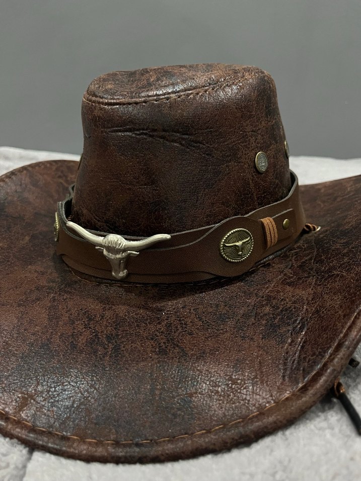 Deri kovboy şapkası - Görsel 5