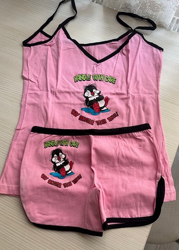 Pembe Baskılı V Yaka iç giyim takım a - Görsel 2