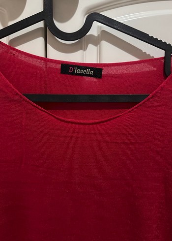 Kırmızı Uzun Kollu Salaş Kadın Kazak - Görsel 2