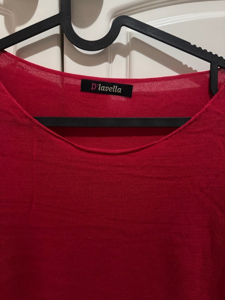 Kırmızı Uzun Kollu Salaş Kadın Kazak - Görsel 2