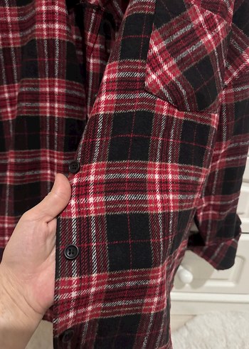 Bordo Ekose Kadın oduncu Gömlek - Görsel 3