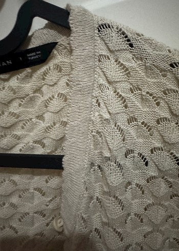 Bej Örgü Midi Hırka - Görsel 3