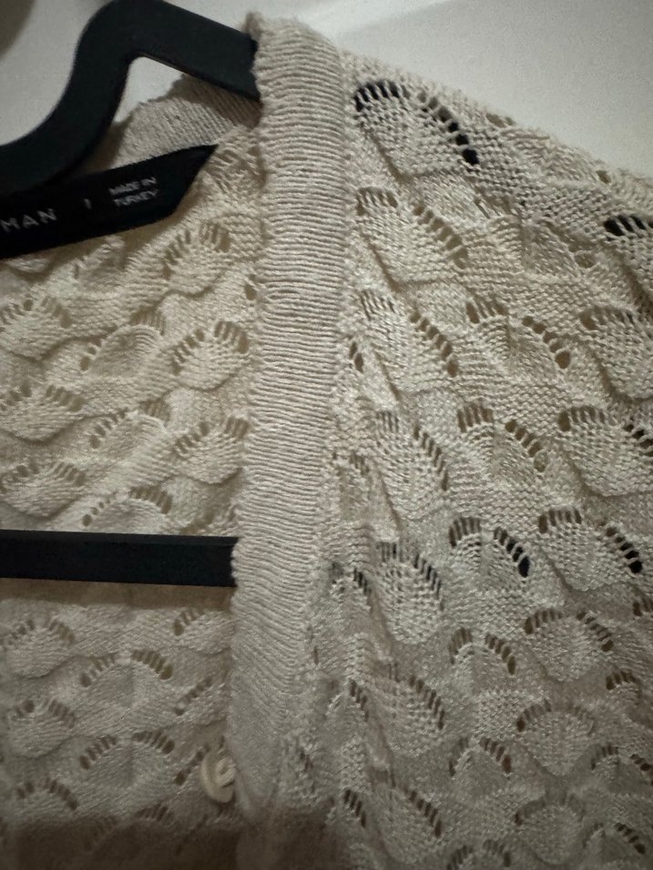 Bej Örgü Midi Hırka - Görsel 3