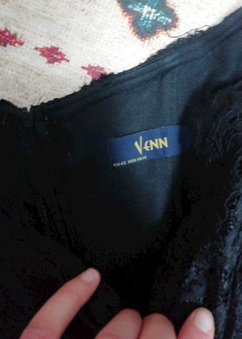 Dantelli siyah elbise - Görsel 6