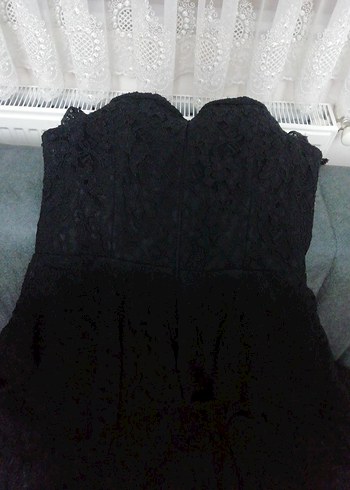 Dantelli siyah elbise - Görsel 5