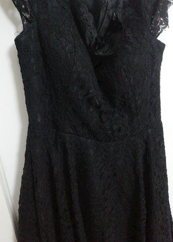 Dantelli siyah elbise - Görsel 3