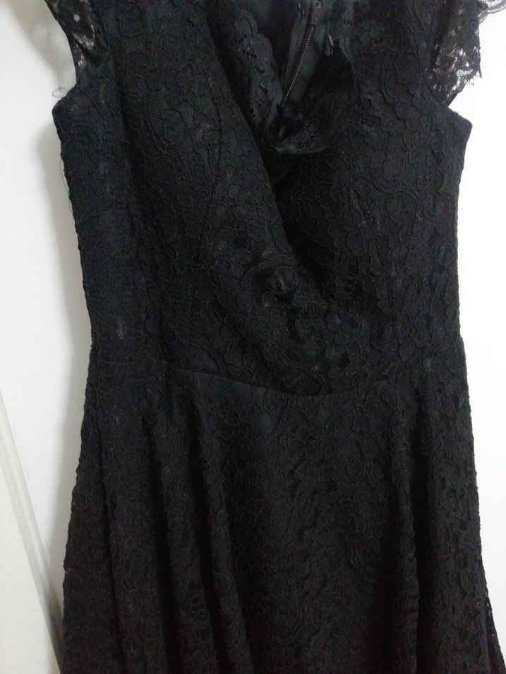 Dantelli siyah elbise - Görsel 3