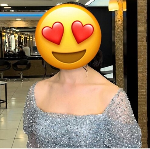 Taşlı bebek mavisi abiye