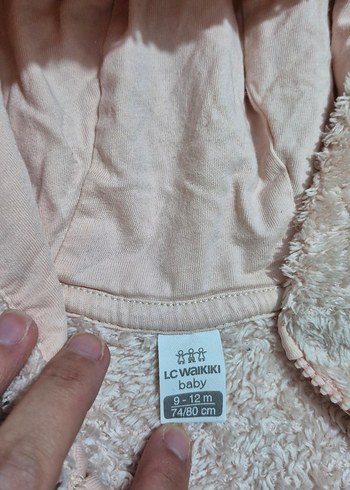 Pembe Nakışlı Bebek Kız Peluş Tulum - Görsel 3