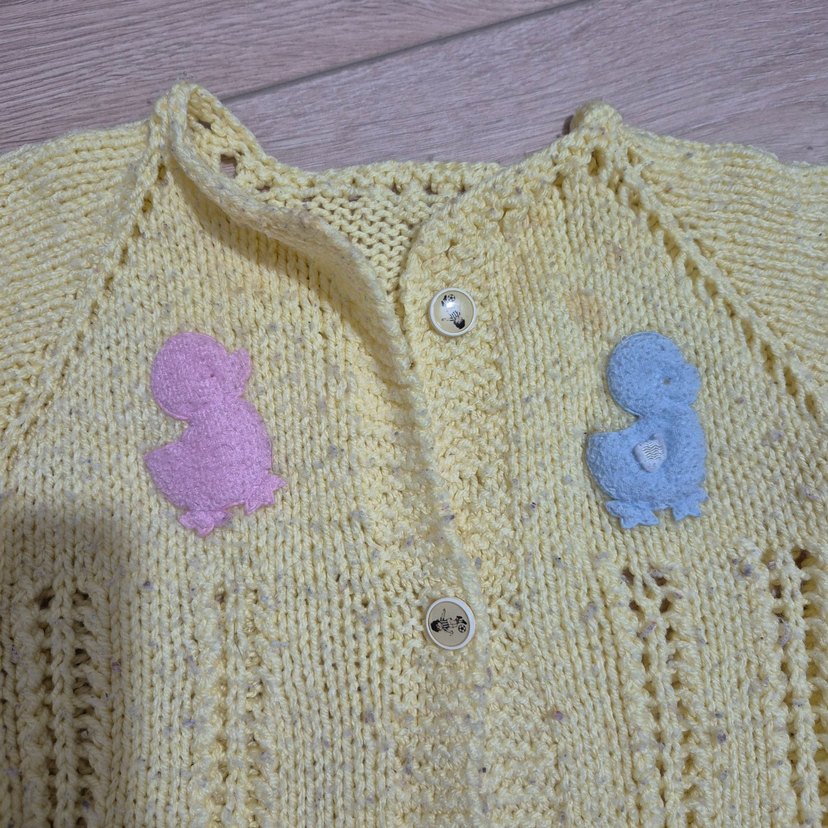 Sarı Kısa Kollu Örgü Kız Hırka - Görsel 2