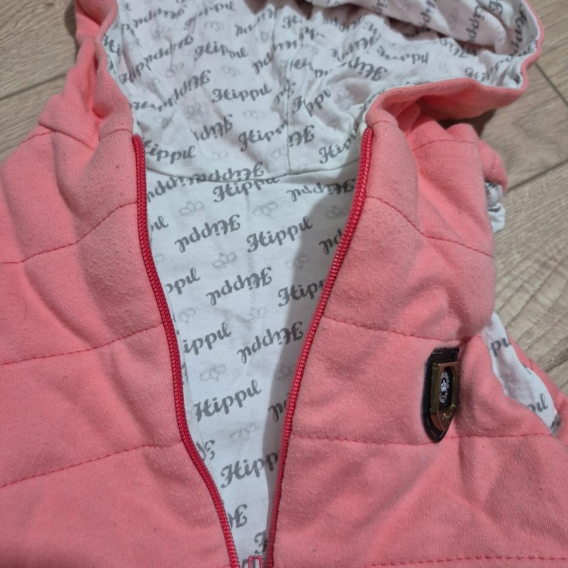 Kız Çocuk Kapüşonlu Pembe Fermuarlı Yelek - Görsel 3