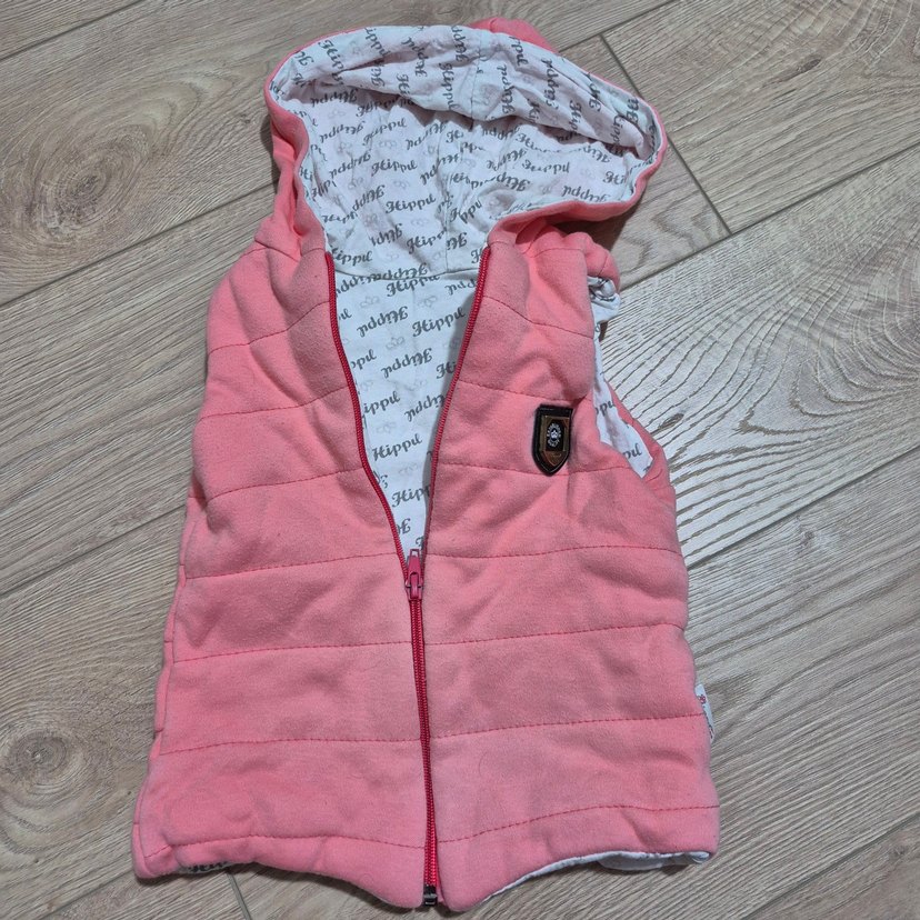 Kız Çocuk Kapüşonlu Pembe Fermuarlı Yelek - Görsel 2