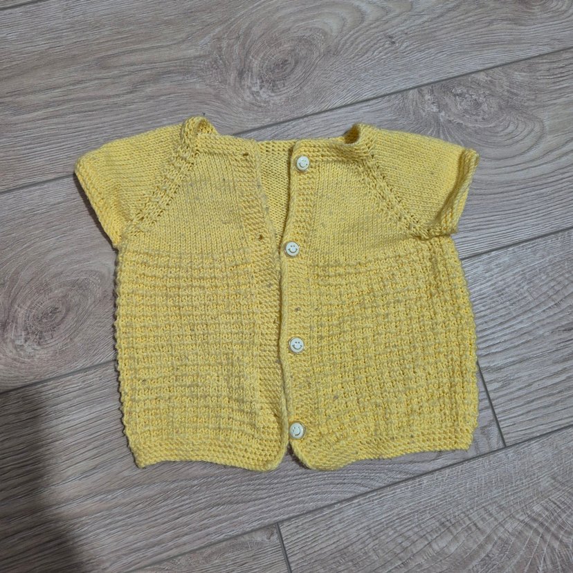 Kız Çocuk Sarı Kısa Kollu Triko Hırka - Görsel 2