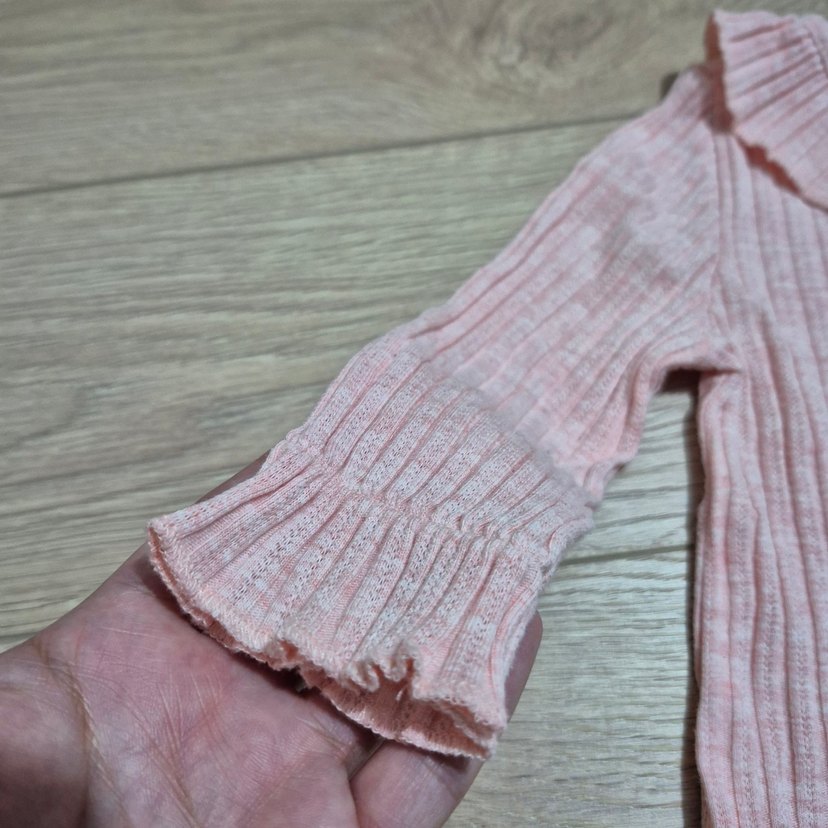 Pembe Kız Çocuk Fırfırlı Triko Bluz - Görsel 3