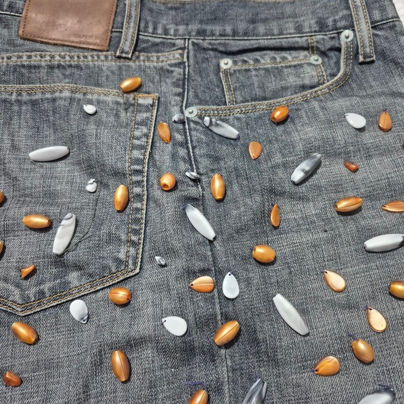 Nakışlı Düğmeli Kot Çanta - Görsel 3