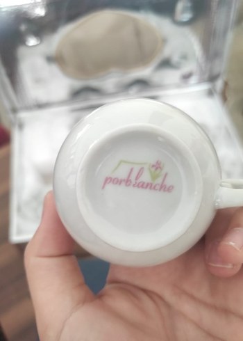 Beyaz Gri Desenli 6'lı Fincan Takımı porselen - Görsel 2