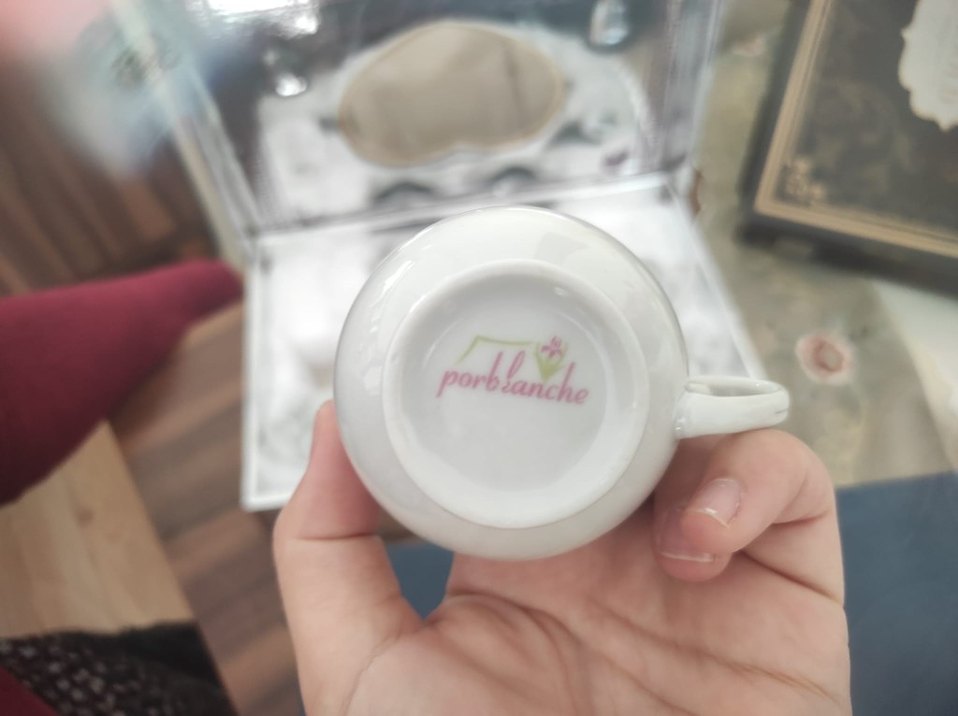 Beyaz Gri Desenli 6'lı Fincan Takımı porselen - Görsel 2