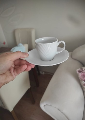 Beyaz Porselen Fincan ve Tabak Seti (6lı) - Görsel 3