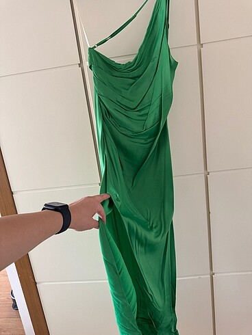 BSL FASHION BSL marka uzun yırtmaçlı sırt dekolteli elbise