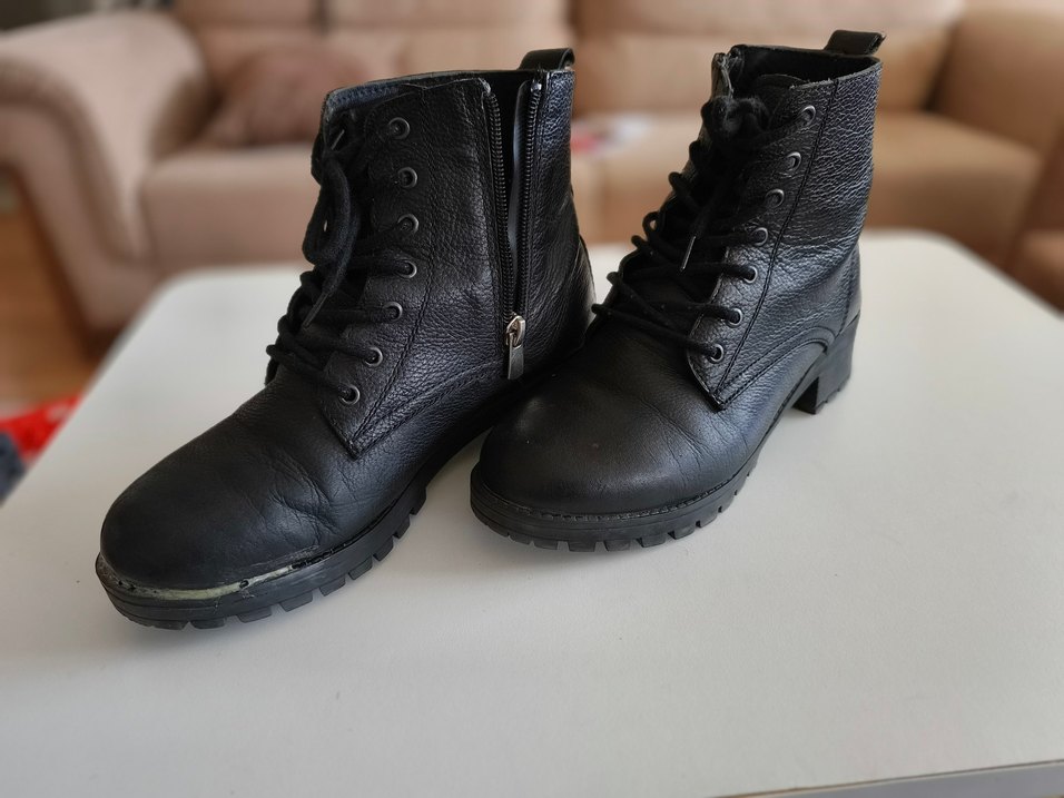 Şık Kadın siyah deri bot  37 numara - Görsel 2