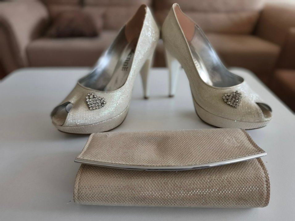 Işıltılı Topuklu Ayakkabı + Çanta Seti  37 Numara - Görsel 2