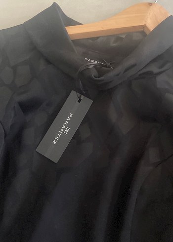 Siyah çok şık siyah kendinden desenli elbise - Görsel 8