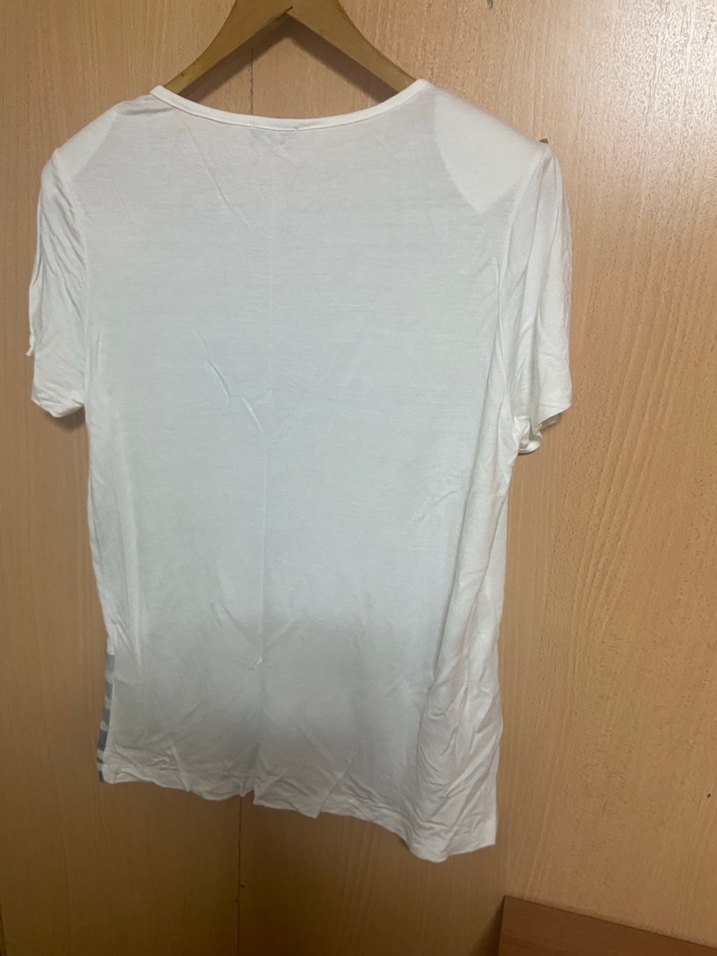 Beyaz Baskılı Street Style Kadın Tişört - Görsel 3