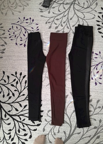 Bordo Fitilli Midi Kadın Tayt - Görsel 2