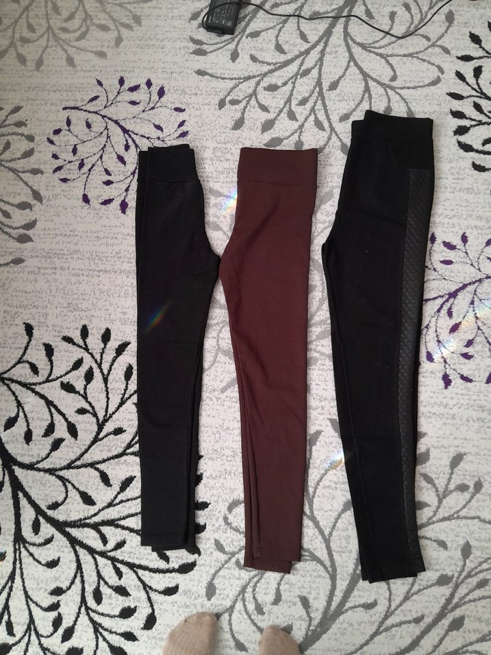 Bordo Fitilli Midi Kadın Tayt - Görsel 2