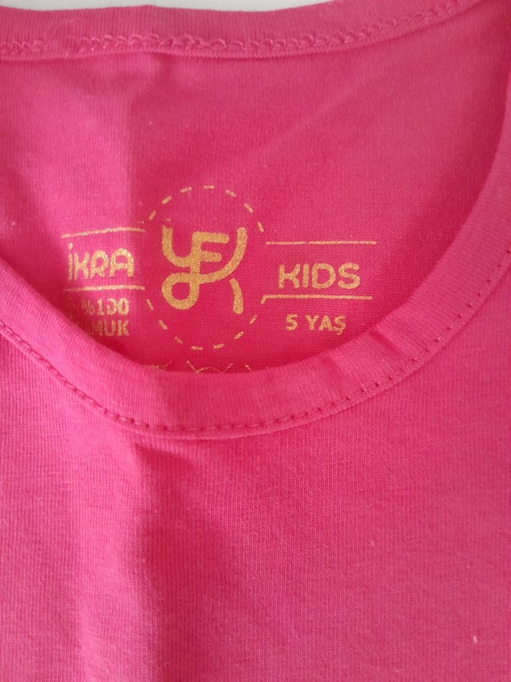 Pullu Desenli Kız Çocuk Kısa Kollu Pembe Tişört - Görsel 2