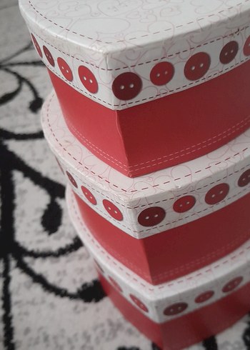 Kırmızı Kalp Şeklinde Hediyelik Kutular Seti - Görsel 4