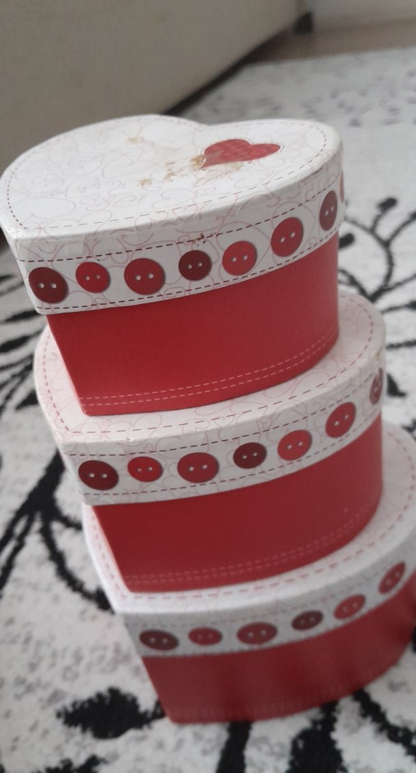 Kırmızı Kalp Şeklinde Hediyelik Kutular Seti - Görsel 3