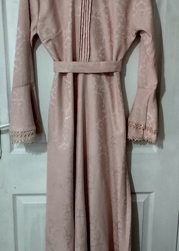 pembe Uzun Kollu Piliseli Kadın Elbise