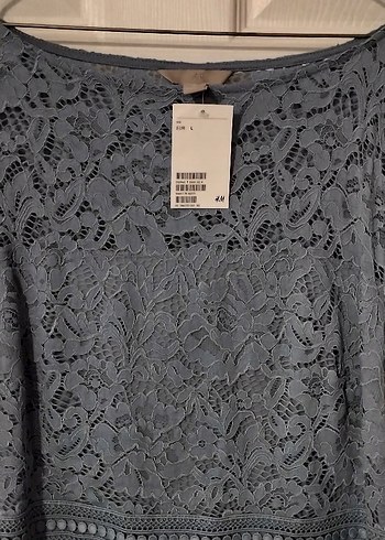 H&M mavi Dantel Detaylı Elbise
