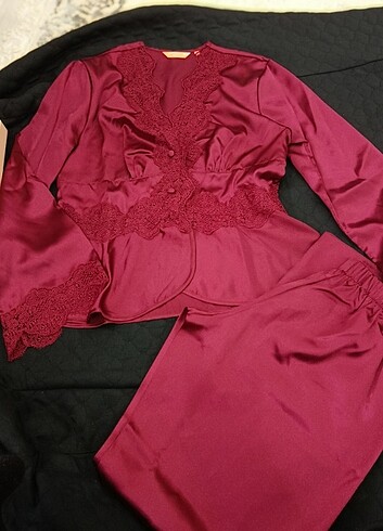 38 Beden bordo Renk Pierre Cardin 6 parça gecelik