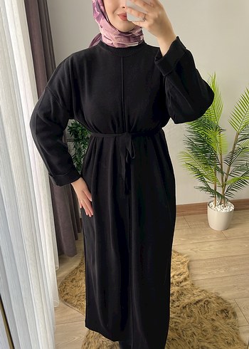 Siyah Uzun Kollu Triko Elbise - Görsel 4