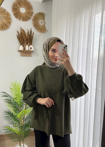 Salaş Kesim Haki Kadın Tunik - Görsel 6