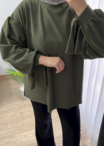 Salaş Kesim Haki Kadın Tunik - Görsel 7