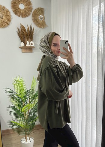 Salaş Kesim Haki Kadın Tunik - Görsel 4