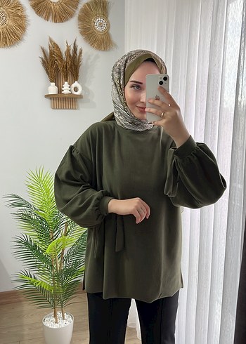 Salaş Kesim Haki Kadın Tunik - Görsel 5