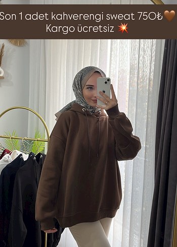Kahverengi Oversize Kadın Sweatshirt - Görsel 5