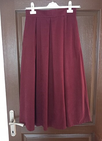 Bordo renk midi boy etek