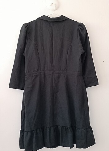 Trendyol & Milla Siyah Büyük Beden Astarsız Truvakar Kol Mini Dokuma Ceket Elbise